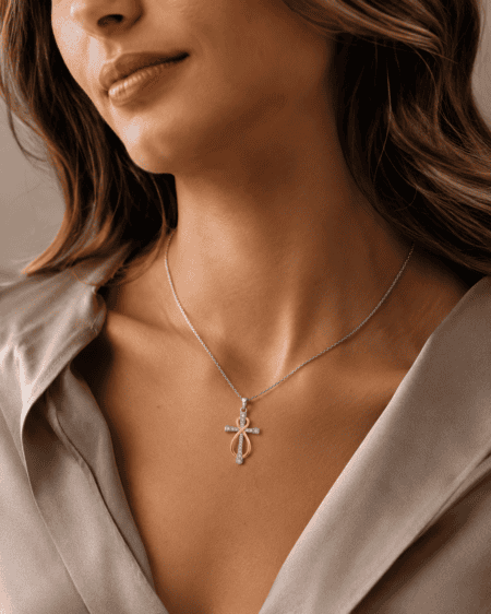 Σταυρός Ασήμι 925 Celestial Infinity Δίχρωμος με Ζιργκόν (Με αλυσίδα απο Ασήμι 925)