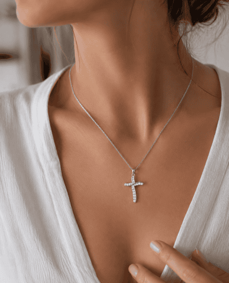 Σταυρός Ασήμι 925 Ethereal Faith με Λευκά Ζιργκόν (Με αλυσίδα απο Ασήμι 925)