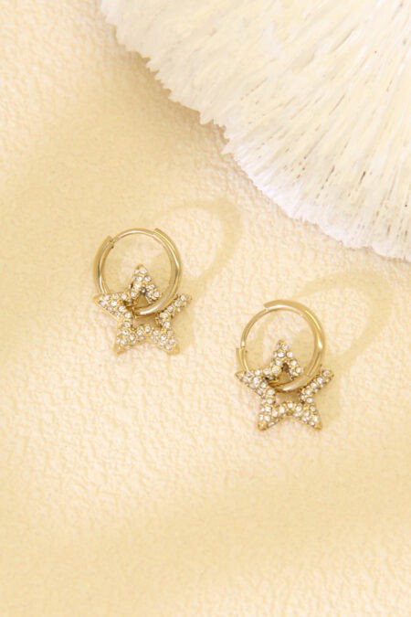 Ατσάλινα Σκουλαρίκια Αστέρια με Rhinestones