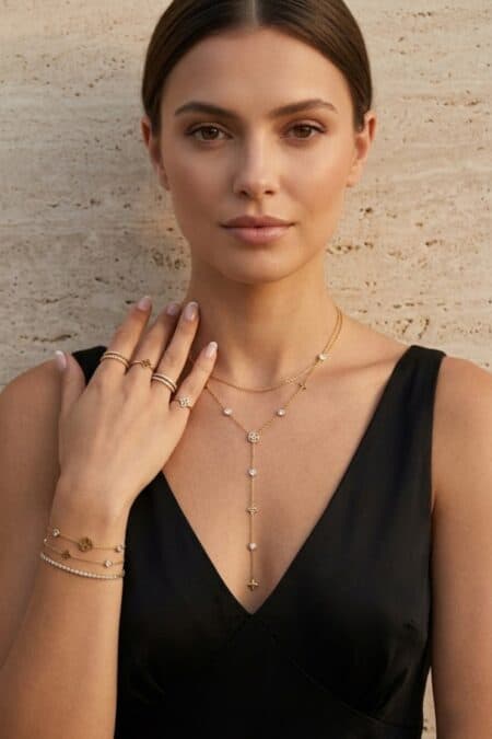 Ατσάλινο Κολιέ Γραβάτα Y-Style με Rhinestones - Αδιάβροχο - Υποαλλεργικό