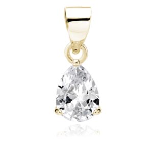 Επίχρυσο Μονόπετρο Μενταγιόν Δάκρυ Ζιργκόν 5 x 7 έως 8 x 10 mm – Με Αλυσίδα 42–45 cm