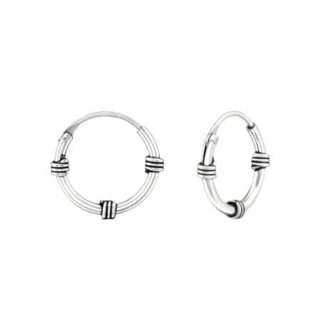 Ασήμι 925 κρίκοι Bali 12mm σκουλαρίκια