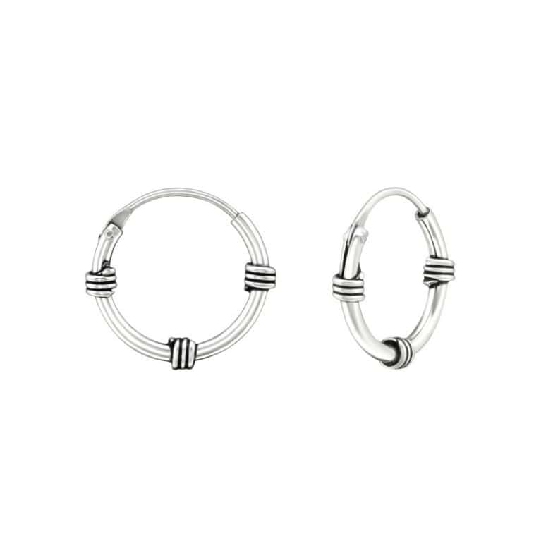 Ασήμι 925 κρίκοι Bali 12mm σκουλαρίκια