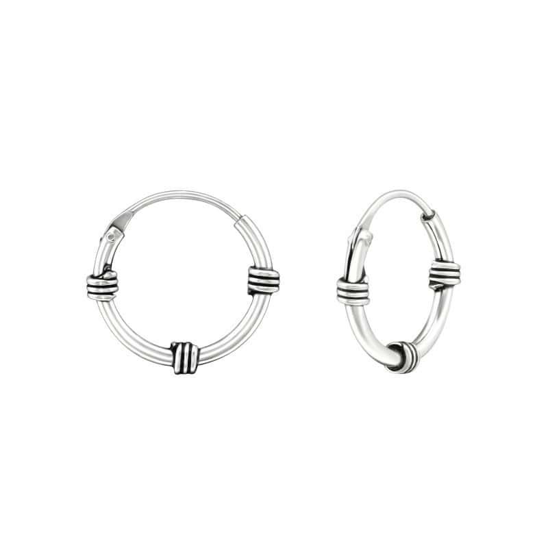 Ασήμι 925 κρίκοι Bali 12mm σκουλαρίκια