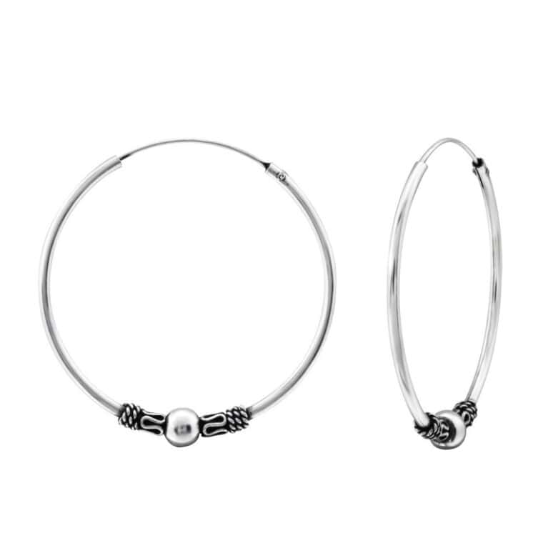 Ασήμι 925 κρίκοι Bali 12mm σκουλαρίκια