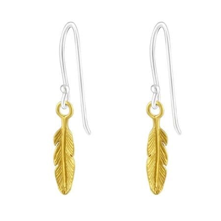 Ασήμι 925 σκουλαρίκια απλά Feather 12mm