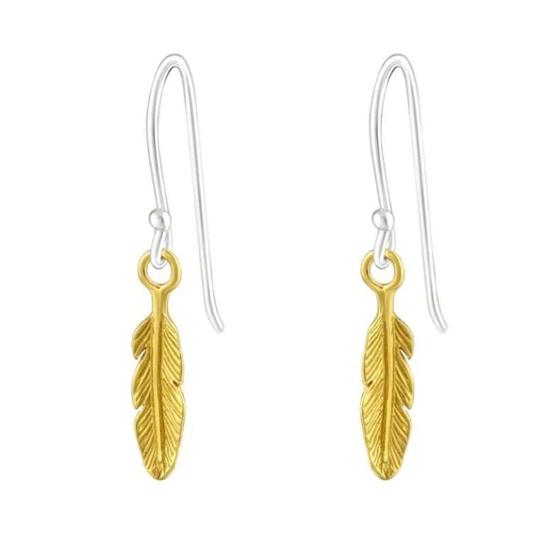 Ασήμι 925 σκουλαρίκια απλά Feather 12mm