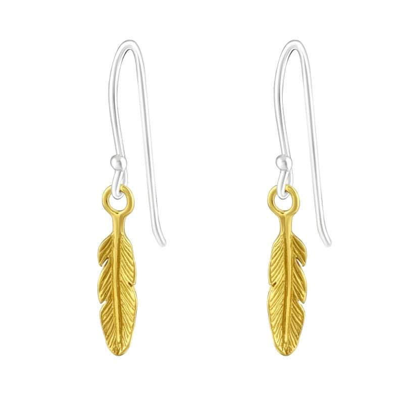 Ασήμι 925 σκουλαρίκια απλά Feather 12mm