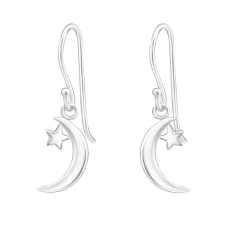 Ασήμι 925 απλά σκουλαρίκια Moon 7x13mm