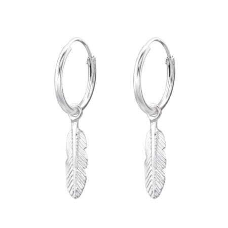 Ασήμι 925 κρίκοι σκουλαρίκια feather 13mm