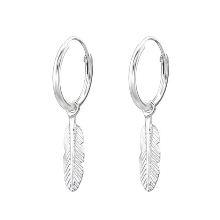 Ασήμι 925 κρίκοι σκουλαρίκια feather 13mm