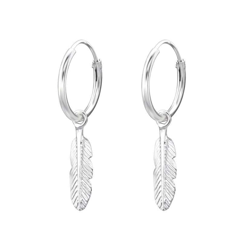 Ασήμι 925 κρίκοι σκουλαρίκια feather 13mm
