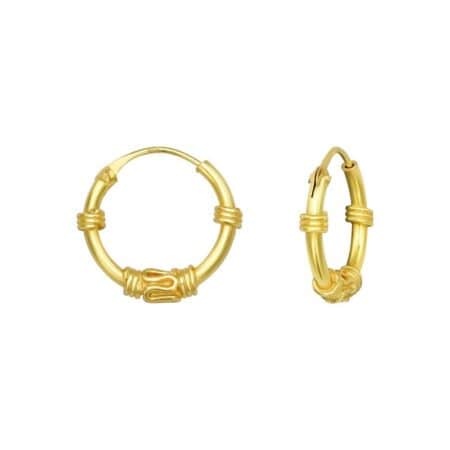 Ασήμι 925 κρίκοι bali 12mm χρυσαφί σκουλαρίκια