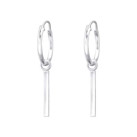 Ασήμι 925 κρίκοι hanging bar σκουλαρίκια 12mm