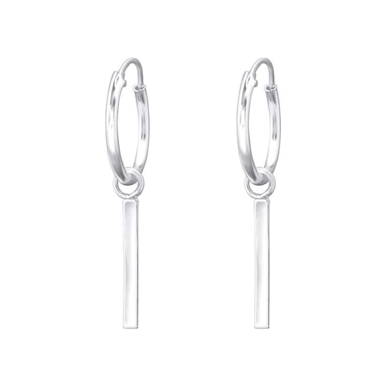 Ασήμι 925 κρίκοι hanging bar σκουλαρίκια 12mm