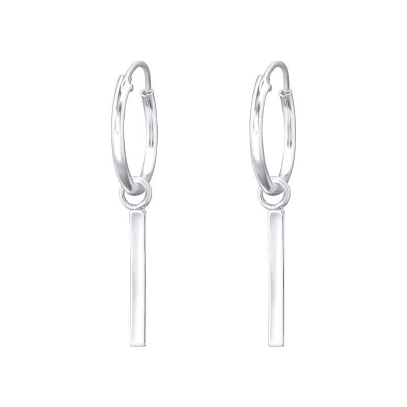 Ασήμι 925 κρίκοι hanging bar σκουλαρίκια 12mm
