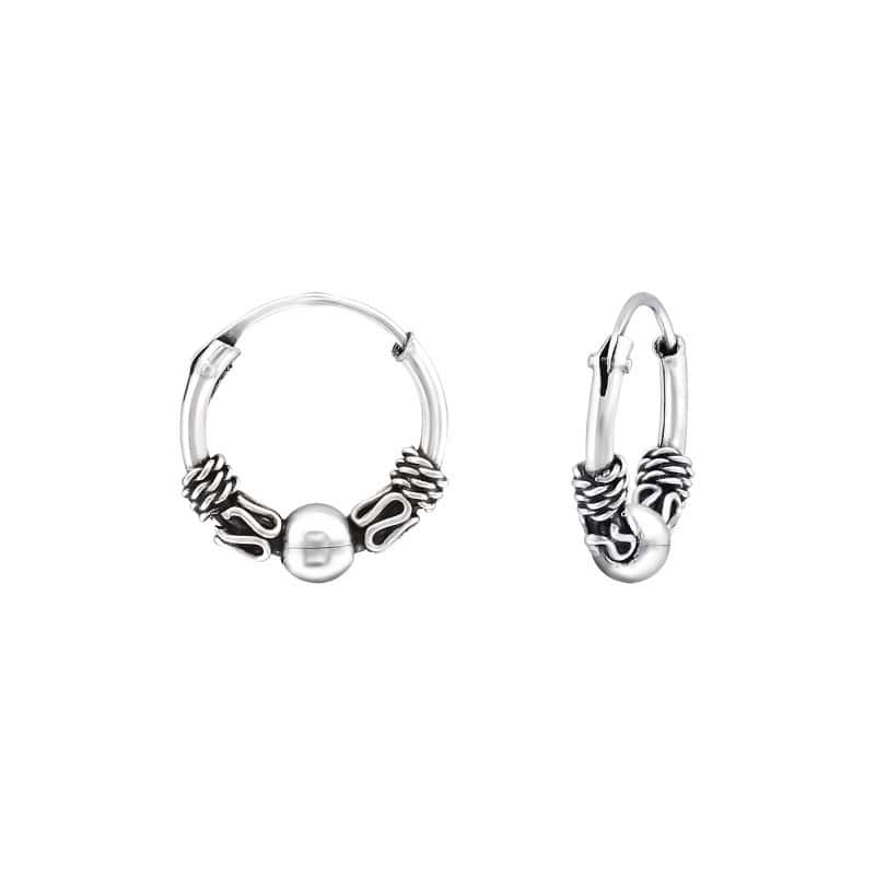 Ασήμι 925 κρίκοι Bali 12mm σκουλαρίκια