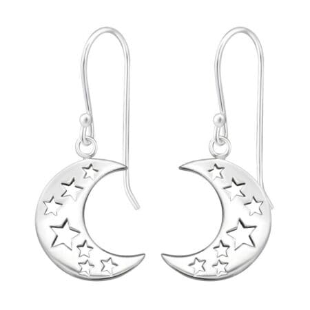 Ασήμι 925 απλά σκουλαρίκια Moon 12x14 mm