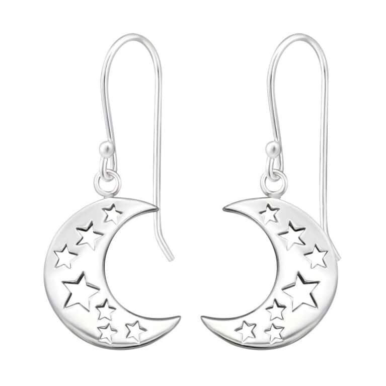 Ασήμι 925 απλά σκουλαρίκια Moon 12x14 mm