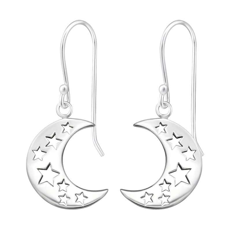 Ασήμι 925 απλά σκουλαρίκια Moon 12x14 mm