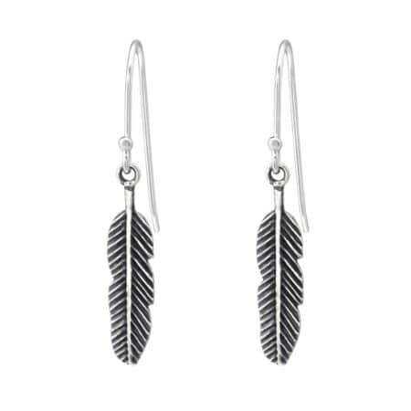 Ασήμι 925 απλά σκουλαρίκια Feather 18mm