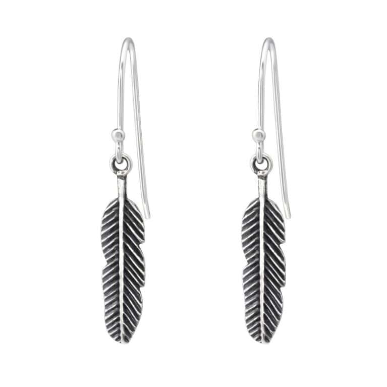 Ασήμι 925 απλά σκουλαρίκια Feather 18mm