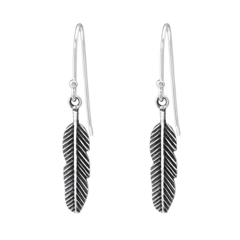 Ασήμι 925 απλά σκουλαρίκια Feather 18mm