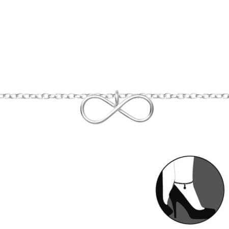 ασήμι 925 βραχιόλι ποδιού infinity κρίκος 25cm