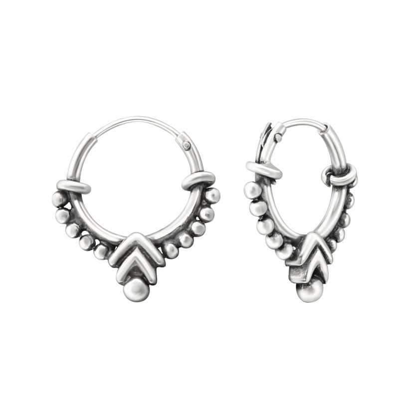 Ασήμι 925 κρίκοι Bali 12mm σκουλαρίκια