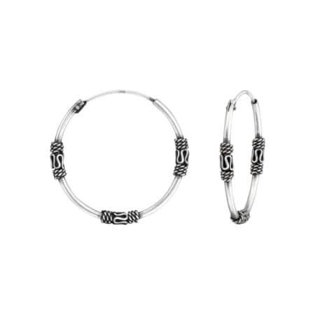 Ασήμι 925 κρίκοι Bali 24mm σκουλαρίκια