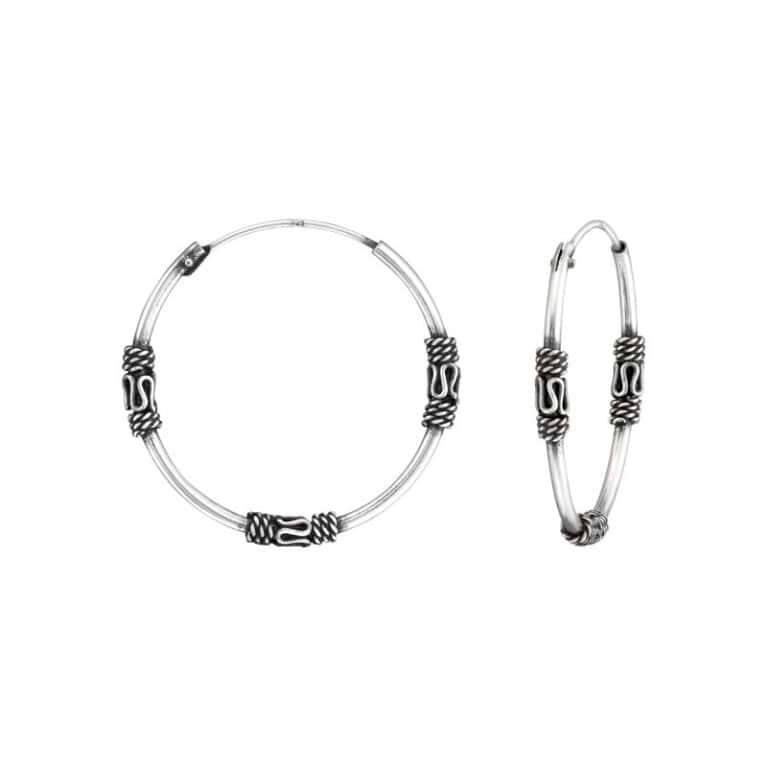 Ασήμι 925 κρίκοι Bali 24mm σκουλαρίκια