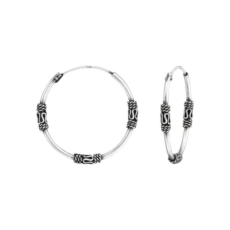 Ασήμι 925 κρίκοι Bali 24mm σκουλαρίκια