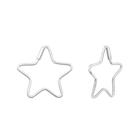 ασήμι 925 κρίκοι αστέρι σκουλαρίκια A4S38493