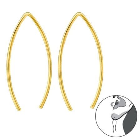 Ασήμι 925 σκουλαρίκια απλά σύρμα 12.6mm Golden Wire