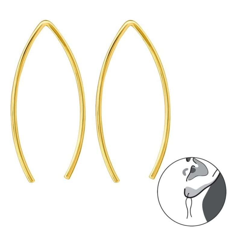 Ασήμι 925 σκουλαρίκια απλά σύρμα 12.6mm Golden Wire