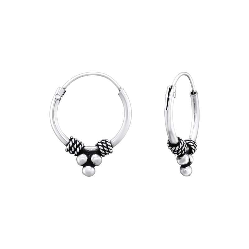 Ασήμι 925 κρίκοι Bali 12mm σκουλαρίκια