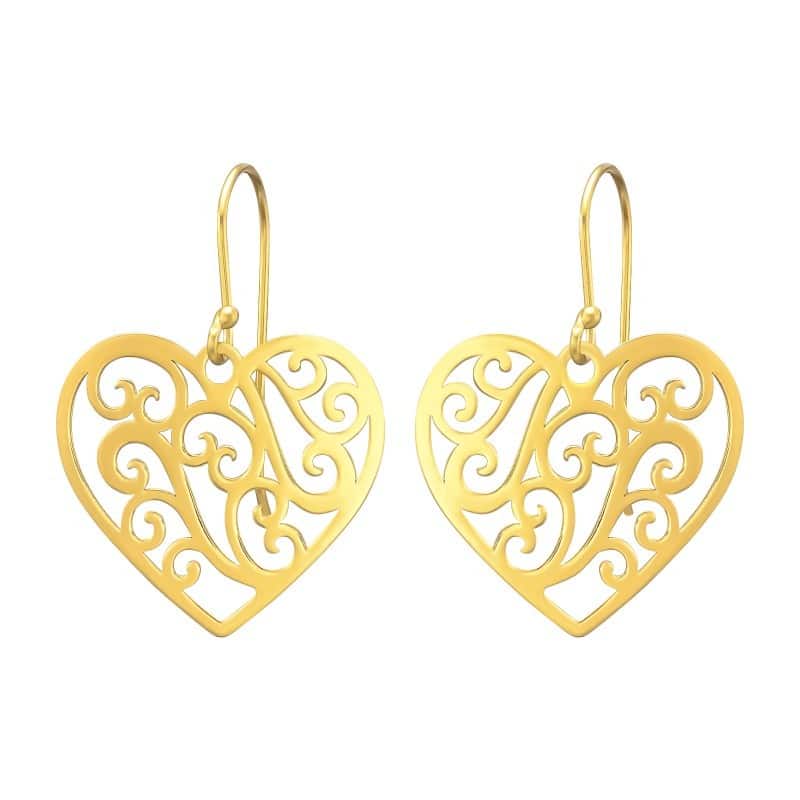 Ασήμι 925 σκουλαρίκια καρδιά filigree 20mm