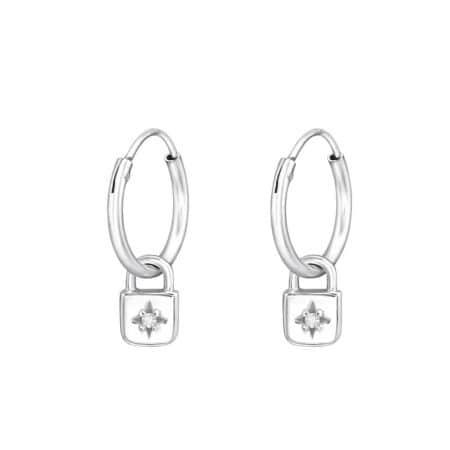 Ασήμι 925 κρίκοι σκουλαρίκια padlock 5x7mm