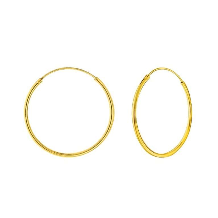 Ασήμι 925 κρίκοι χρυσαφί 25mm σκουλαρίκια