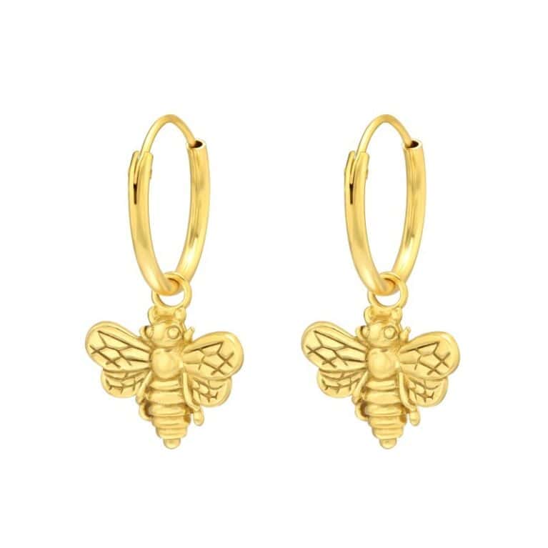 ασήμι 925 κρίκοι σκουλαρίκια 11mm Golden Bee