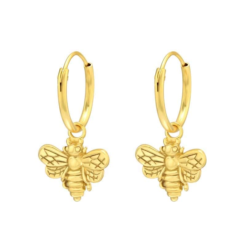 ασήμι 925 κρίκοι σκουλαρίκια 11mm Golden Bee