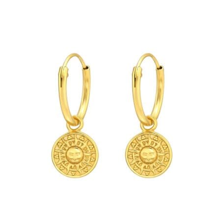 ασήμι 925 κρίκοι σκουλαρίκια 8mm Golden Sun
