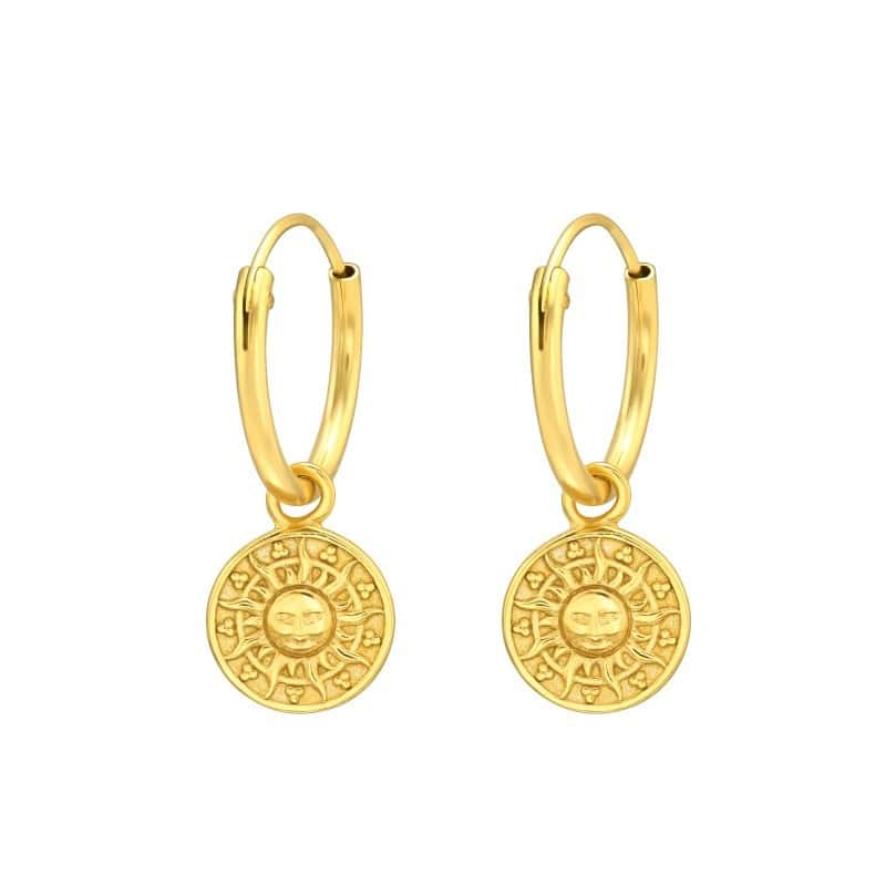 ασήμι 925 κρίκοι σκουλαρίκια 8mm Golden Sun