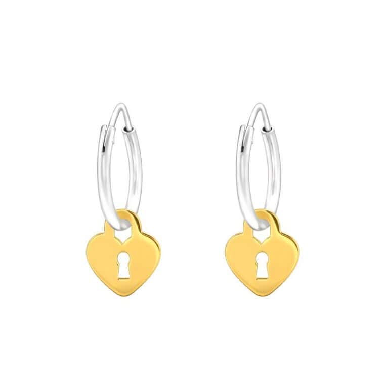 Ασήμι 925 κρίκοι σκουλαρίκια κλειδαριά χρυσή τρύπα 7mm