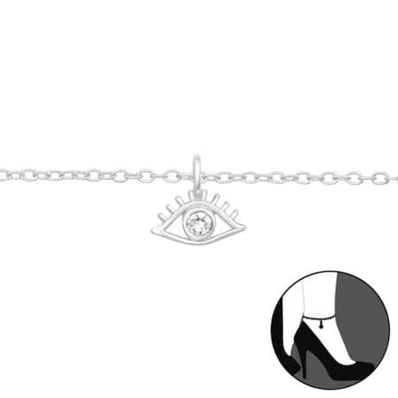 Ασήμι 925 βραχιόλι ποδιού evil eye με αλυσίδα