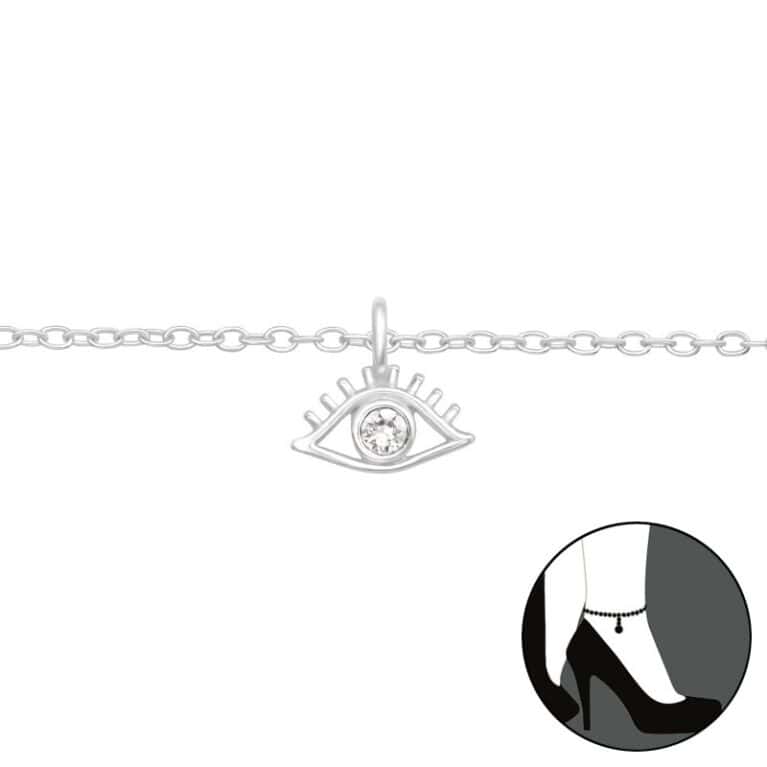 Ασήμι 925 βραχιόλι ποδιού evil eye με αλυσίδα