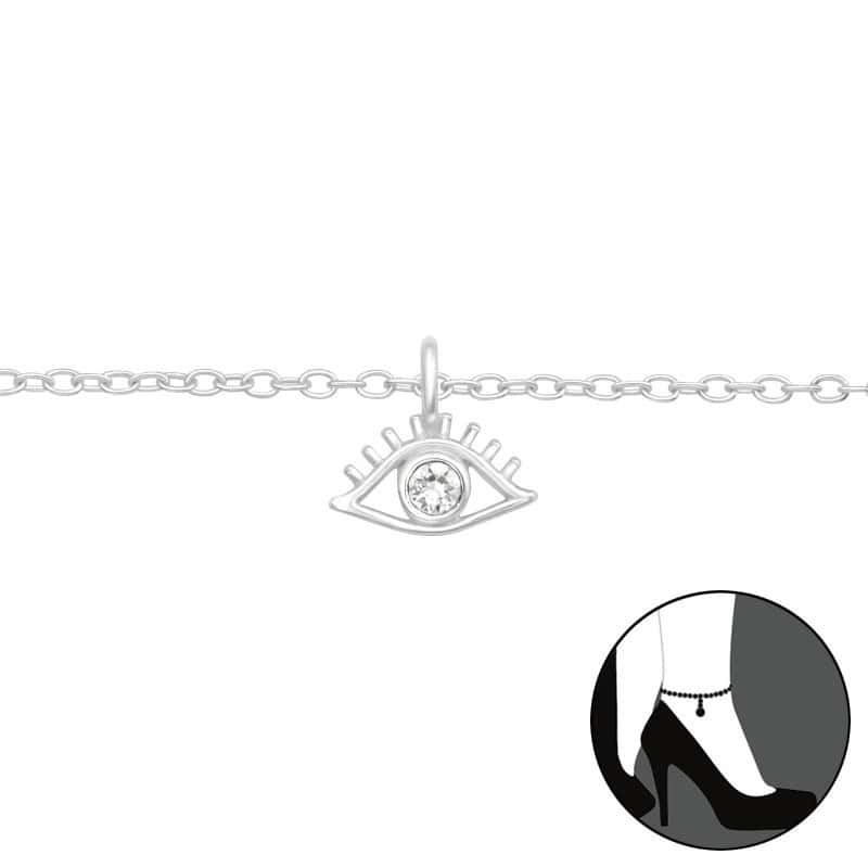 Ασήμι 925 βραχιόλι ποδιού evil eye με αλυσίδα