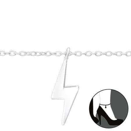 Ασήμι 925 βραχιόλι ποδιού κεραυνός 27 cm