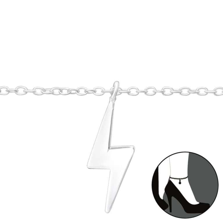 Ασήμι 925 βραχιόλι ποδιού κεραυνός 27 cm