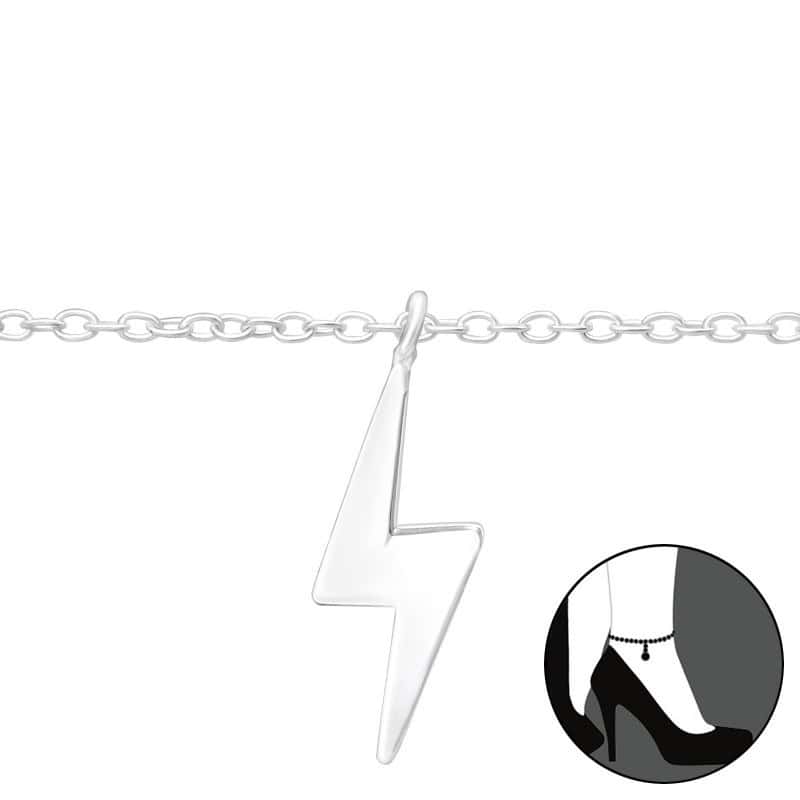 Ασήμι 925 βραχιόλι ποδιού κεραυνός 27 cm